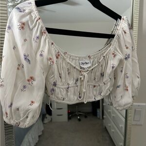 Sky to Moon Boutique White Floral Crop Top